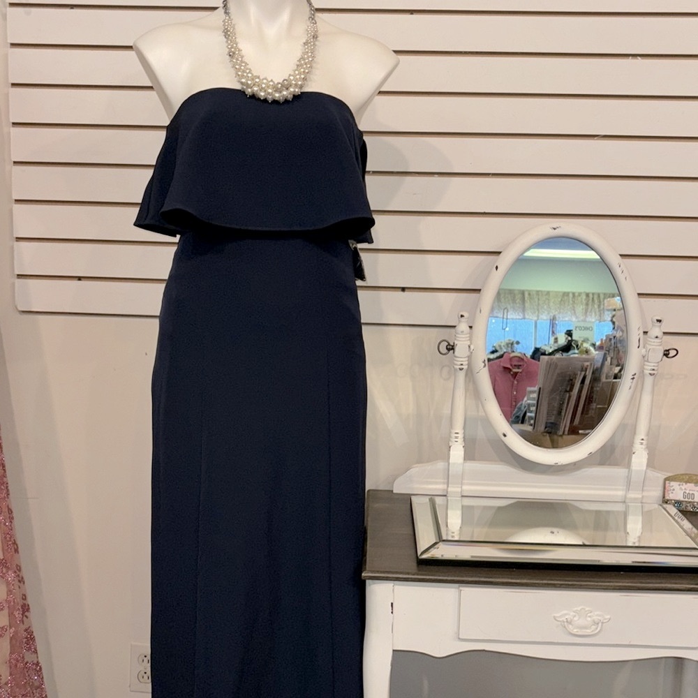 Show Me Your Mumu Weddings ~ Monaco Ruffle Gown in Rich Navy Crepe